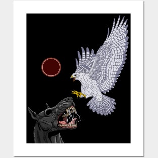 Black dog Vs White hawk Posters and Art